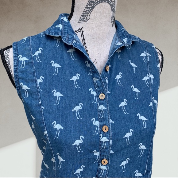 Flamingo denim dress SMALL - Picture 2 of 7